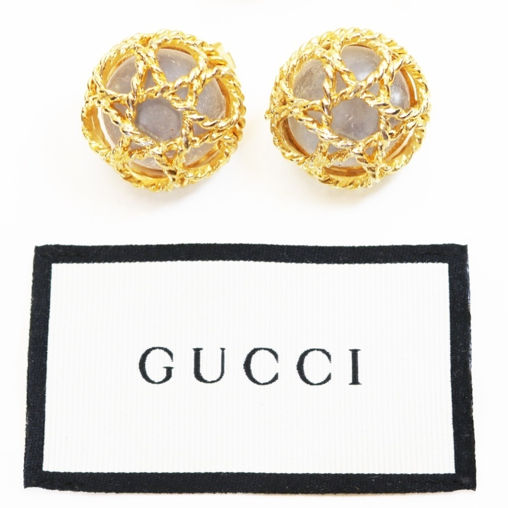 ⚜️ Vintage Paolo Gucci Gold Stars with Caged Moon Stone Earrings - Picture 16 of 16